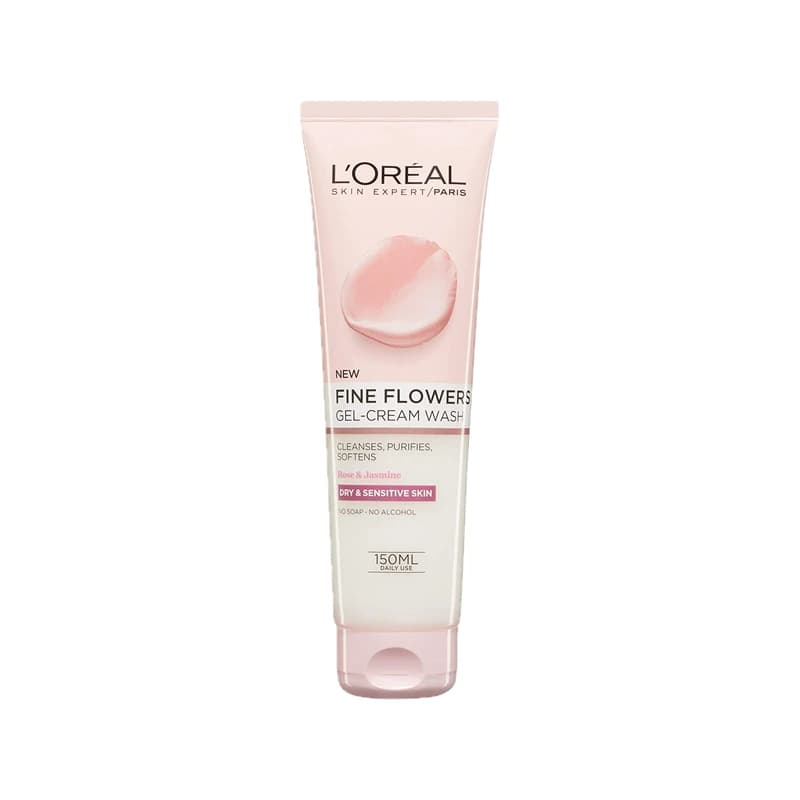 غسول وجه لوريال باريس فاين فلاورز الورد والياسمين - Loreal Paris Fine Flowers Gel-Cream Wash Rose & Jasmine