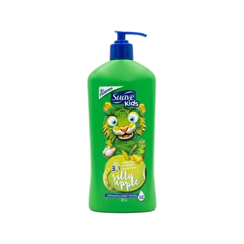 شامبو وبلسم وغسول جسم سواف كيدز ٣ في ١ تفاح سيلي - Suave Kids 3 in 1 Silly Apple Shampoo Conditioner Body Wash