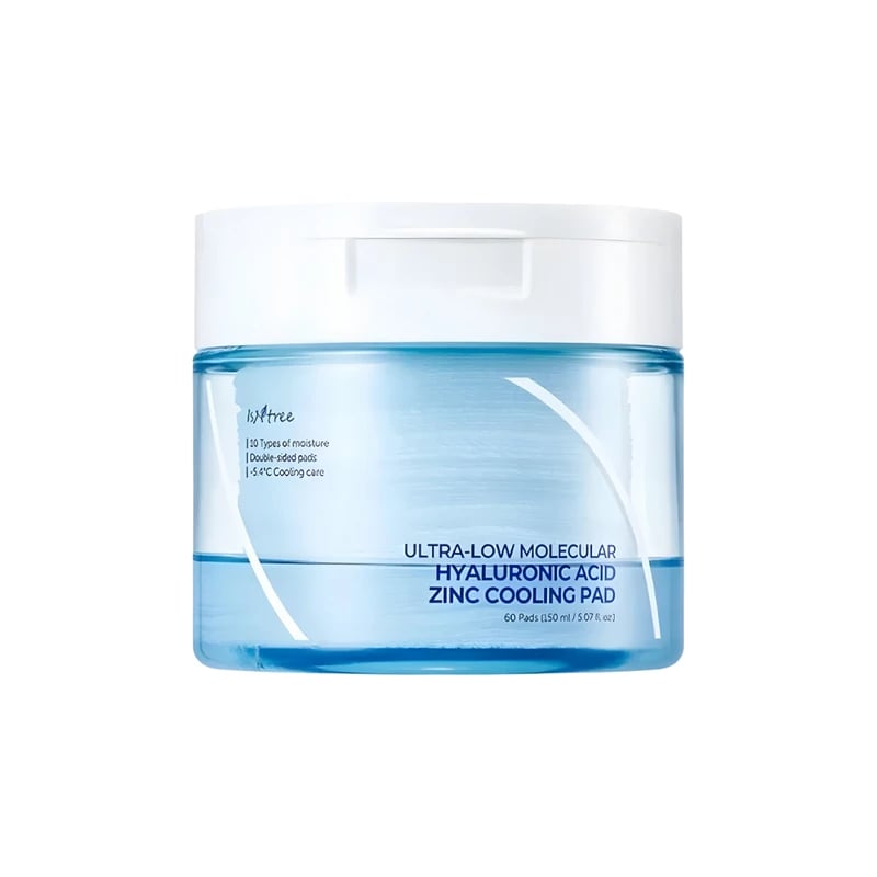 قطن ايسنتري بحمض الهيالورونيك والزنك مرطبة ومهدئة () - Isntree Ultra - Low Molecular Hyaluronic Acid Zinc Cooling Pad