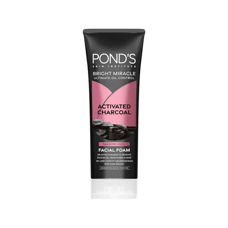 غسول الوجه بوندس برايت ميراكل للتحكم القصوى بالزيوت بالفحم المنشط - Ponds Bright Miracle ultimate oil control Facial Foam with Activated Charcoal