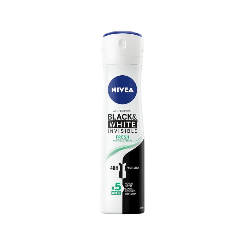 Nivea Black & White Invisible Fresh Antiperspirant Deodorant - معطر ومضاد تعرق نيفيا بلاك آند وايت إنفيزيبل فريش