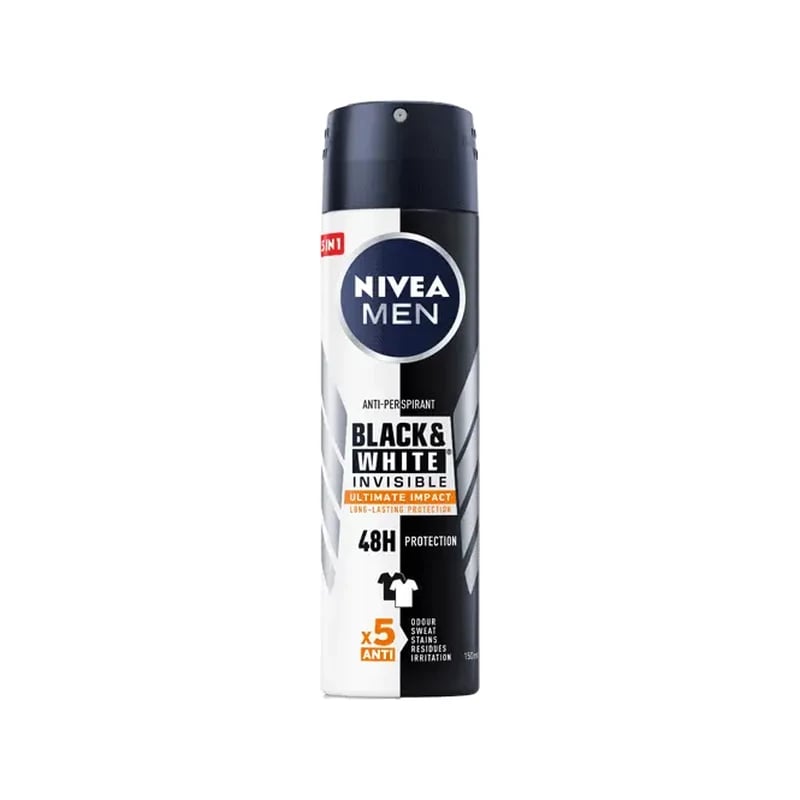 معطر ومضاد تعرق نيفيا مين بلاك آند وايت إنفيزيبل ألتيميت إمباكت - Nivea Men Black & White Invisible Ultimate Impact Antiperspirant Deodorant