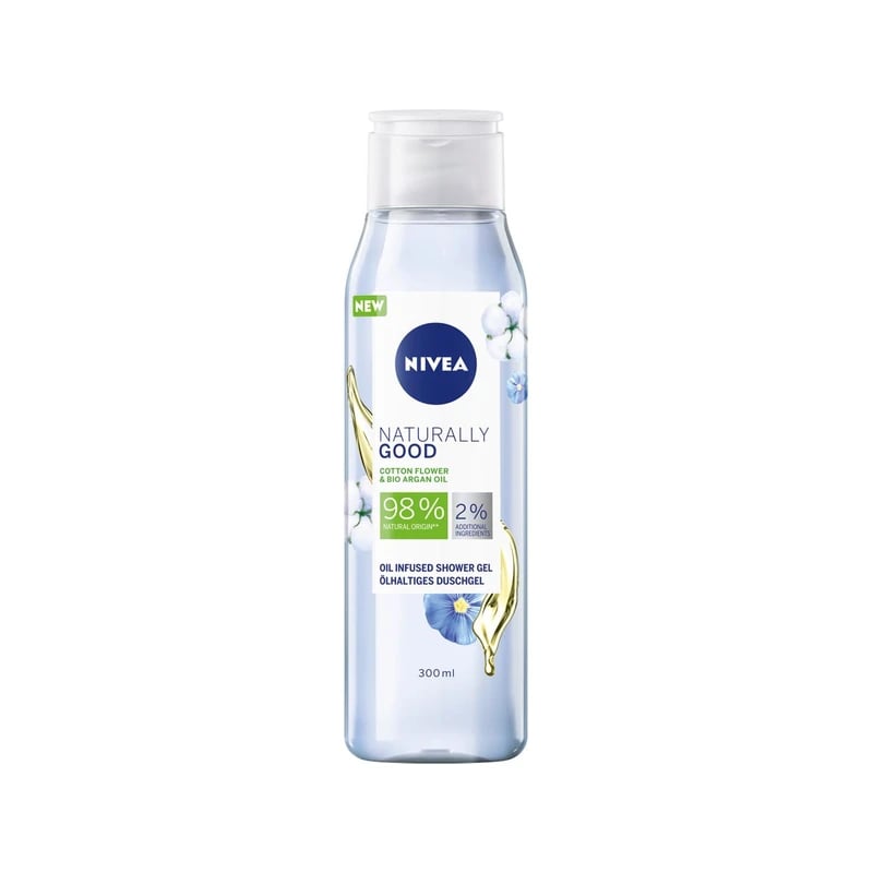 غسول جسم نيفيا ناتشورالي جود كوتون فلاور وزيت الأرغان - Nivea Naturally Good Cotton Flower & Argan Oil Body Wash