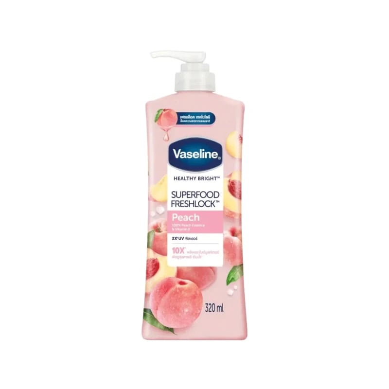 لوشن فازلين هيلثي برايت سوبرفود فريشلوك بيتش - Vaseline Healthy Bright Superfood Freshlock Peach Body Lotion