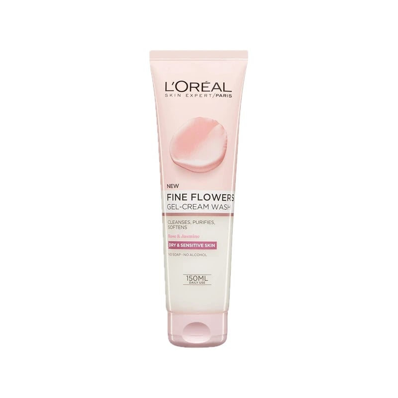 غسول وجه لوريال باريس فاين فلاورز الورد والياسمين - Loreal Paris Fine Flowers Gel-Cream Wash Rose & Jasmine