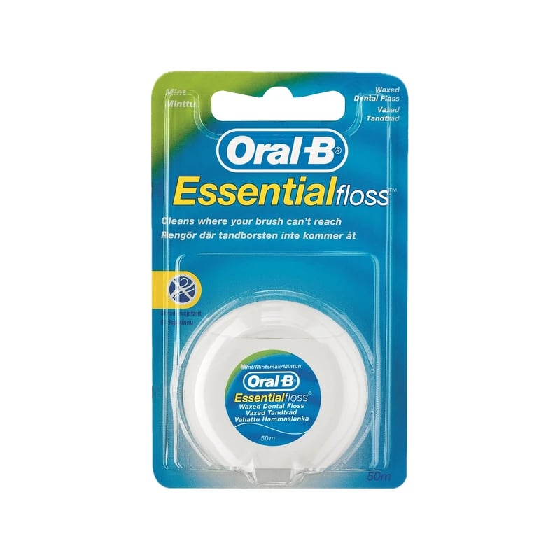خيط أسنان أورال بي إيسينشال فلوس بالنعناع مشمع - Oral B Essential Floss Mint Waxed