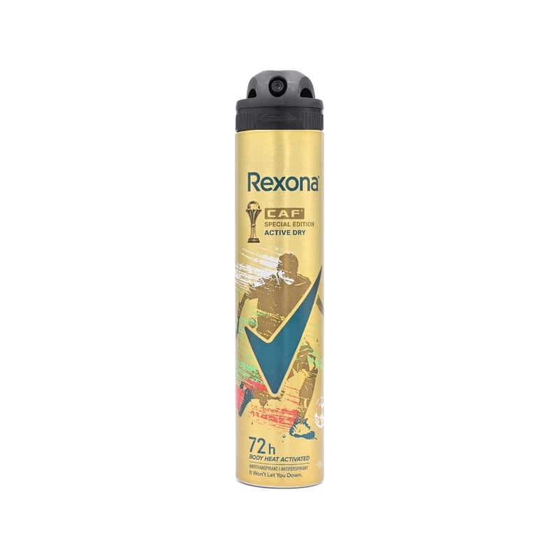 Rexona CAF Special Edition Active Dry 72-Hour Antiperspirant Deodorant Spray - مضاد تعرق سبراي ريكسونا سي ايه اف سبيشيال إيديشن أكتيف دراي 72 ساعة