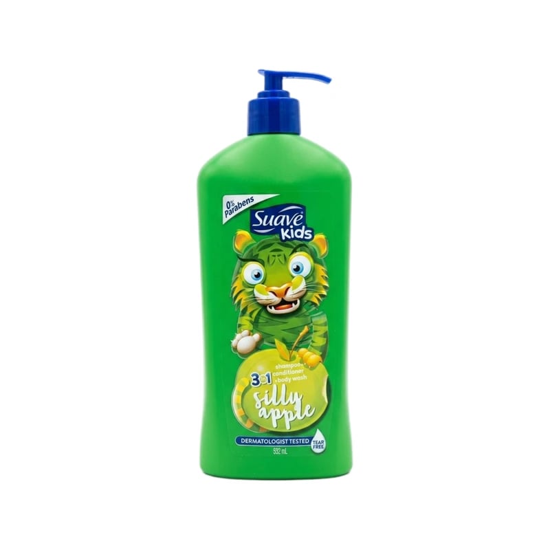 شامبو وبلسم وغسول جسم سواف كيدز ٣ في ١ تفاح سيلي - Suave Kids 3 in 1 Silly Apple Shampoo Conditioner Body Wash