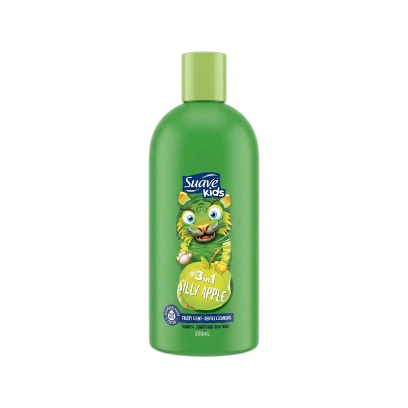 شامبو وبلسم وغسول جسم سواف كيدز ٣ في ١ تفاح سيلي - Suave Kids 3 in 1 Silly Apple Shampoo Conditioner Body Wash
