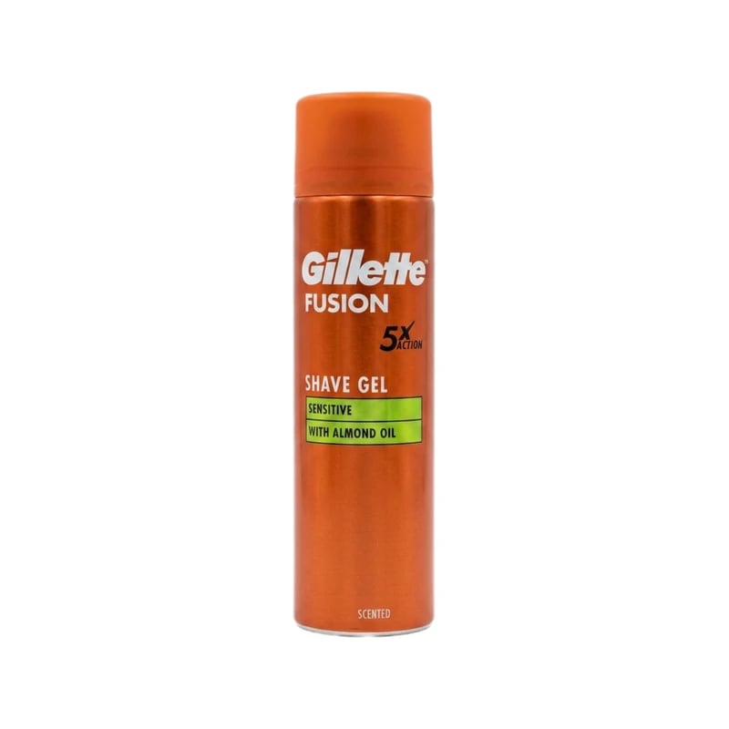 Gillette Fusion Shave Gel Sensitive with Almond Oil - جل حلاقة جيليت فيوجن للبشرة الحساسة بزيت اللوز