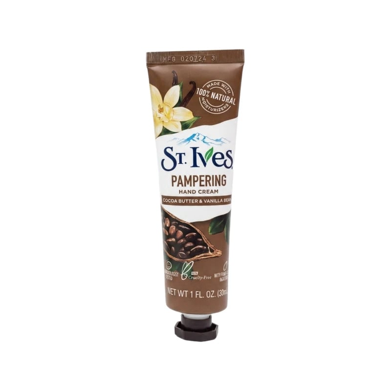 St. Ives Pampering Hand Cream Cocoa Butter & Vanilla Bean - كريم يدين سانت آيفز المدلل بزبدة الكاكاو وحبوب الفانيليا