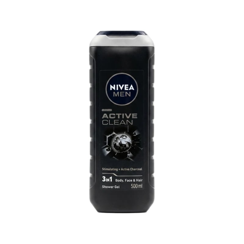 غسول جسم ووجه وشعر نيفيا مين أكتيف كلين ٣ في ١ بالفحم النشط - Nivea Men Active Clean 3-in-1 Body, Face & Hair Shower Gel