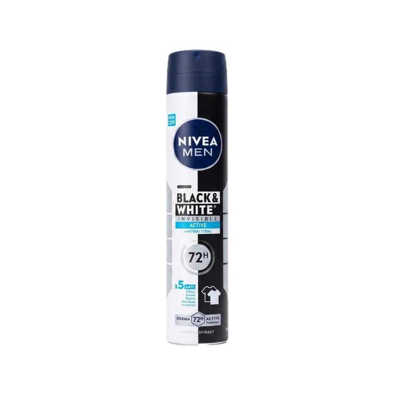 معطر ومضاد تعرق نيفيا مين بلاك آند وايت إنفيزيبل أكتيف - Nivea Men Black & White Invisible Active Antiperspirant Deodorant