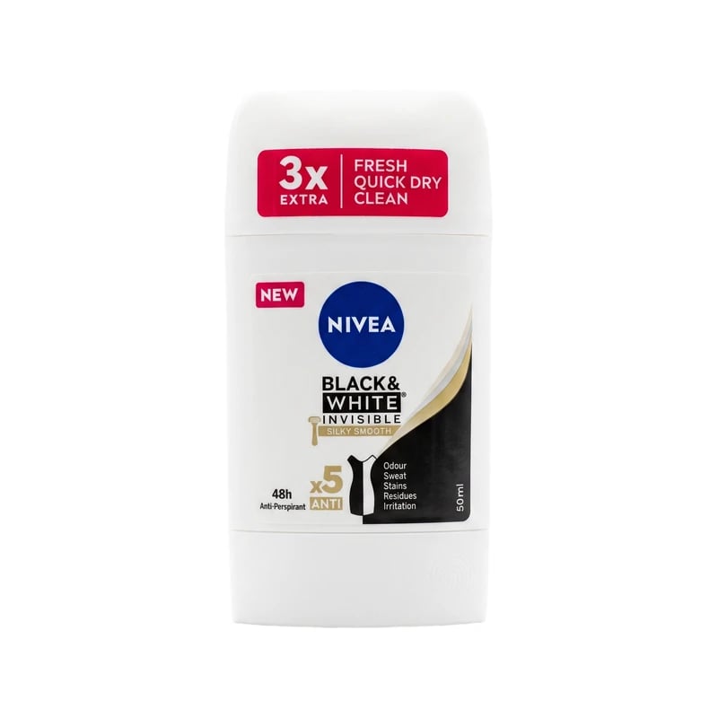 معطر ومضاد تعرق نيفيا بلاك آند وايت إنفيزيبل سيلكي سموث - Nivea Black & White Invisible Silky Smooth Antiperspirant Deodorant
