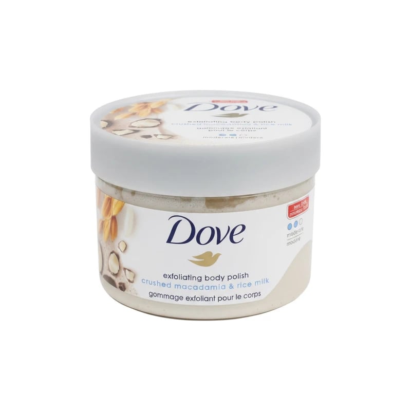مقشر جسم دوف بالمكاداميا المجروشة وحليب الأرز - Dove Crushed Macadamia & Rice Milk Exfoliating Body Polish